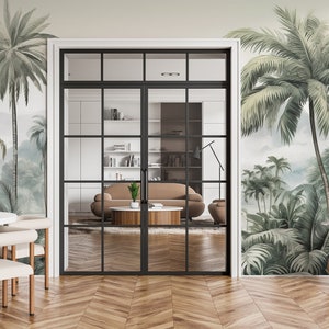 Palm trees vintage tropical wallpaper | Wall Decor | Home Renovation | Wall Art | Peel and Stick Or Non Self-Adhesive Vinyl Wallpaper