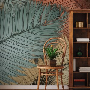 Botanical Tropical Wallpaper, Palm Leaf | Wall Decor | Home Renovation ...