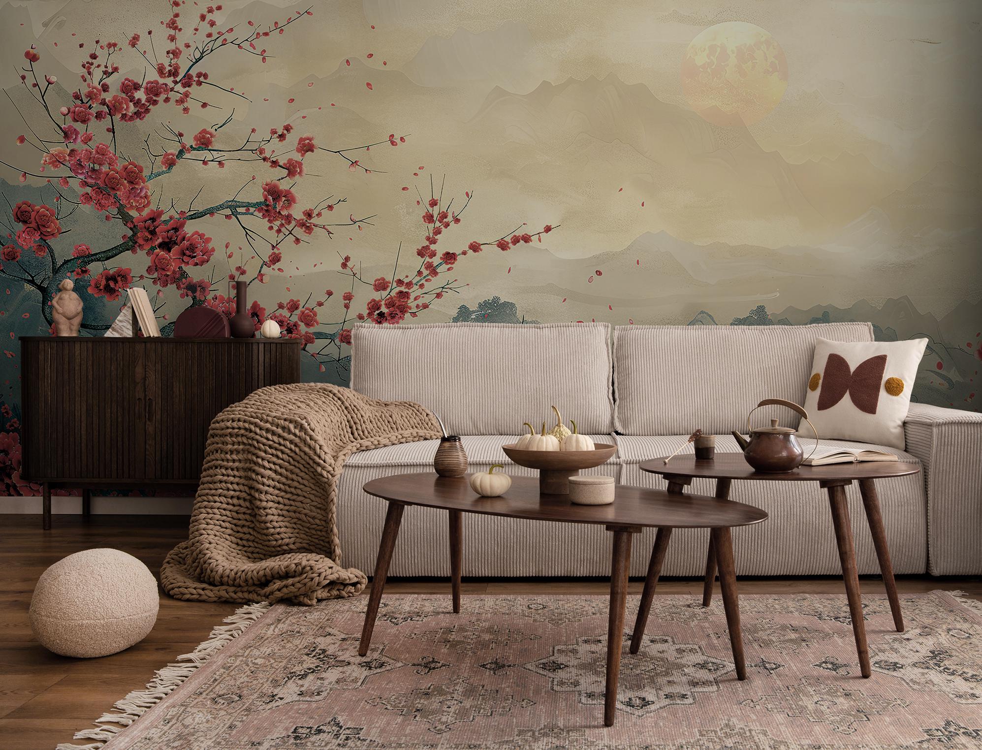 Modern Japanese Wallpaper, Cherry Blossom Home Decor | Home Renovation