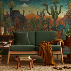 Landscape wallpaper, tree and mountain Wall Mural | Home Renovation | Wall Art | Peel and Stick Or Non Self-Adhesive Vinyl Wallpaper