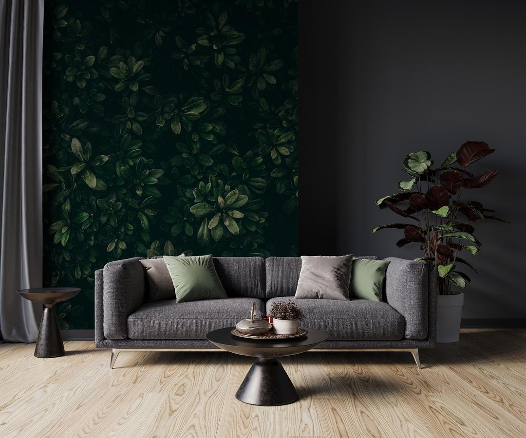 Floral Wallpaper, Dark Vintage Leaf Home Decor | Home Renovation | Wall ...