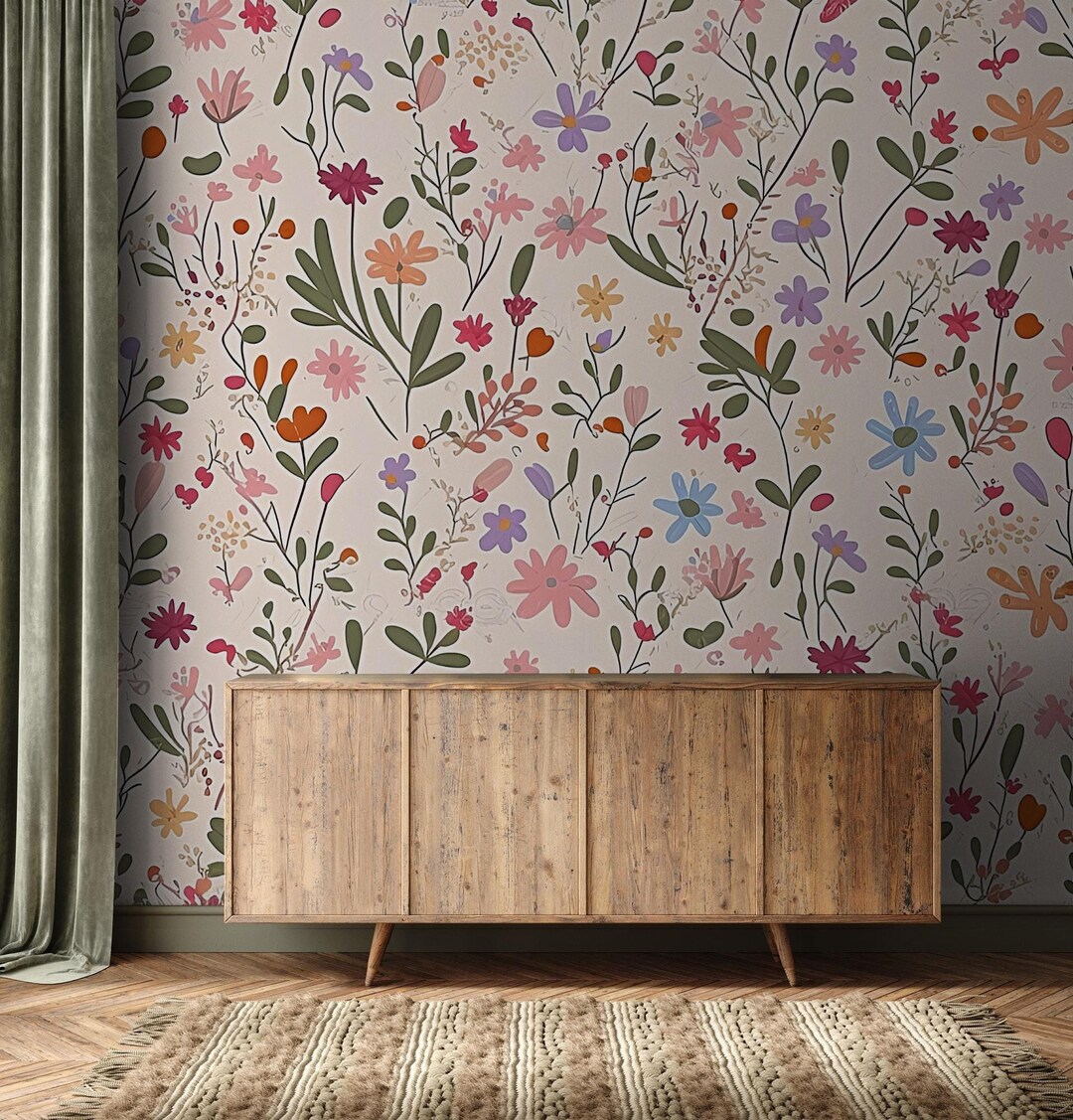 Wild Flowers Wallpaper, Vintage Botanical | Home Decor | Home ...