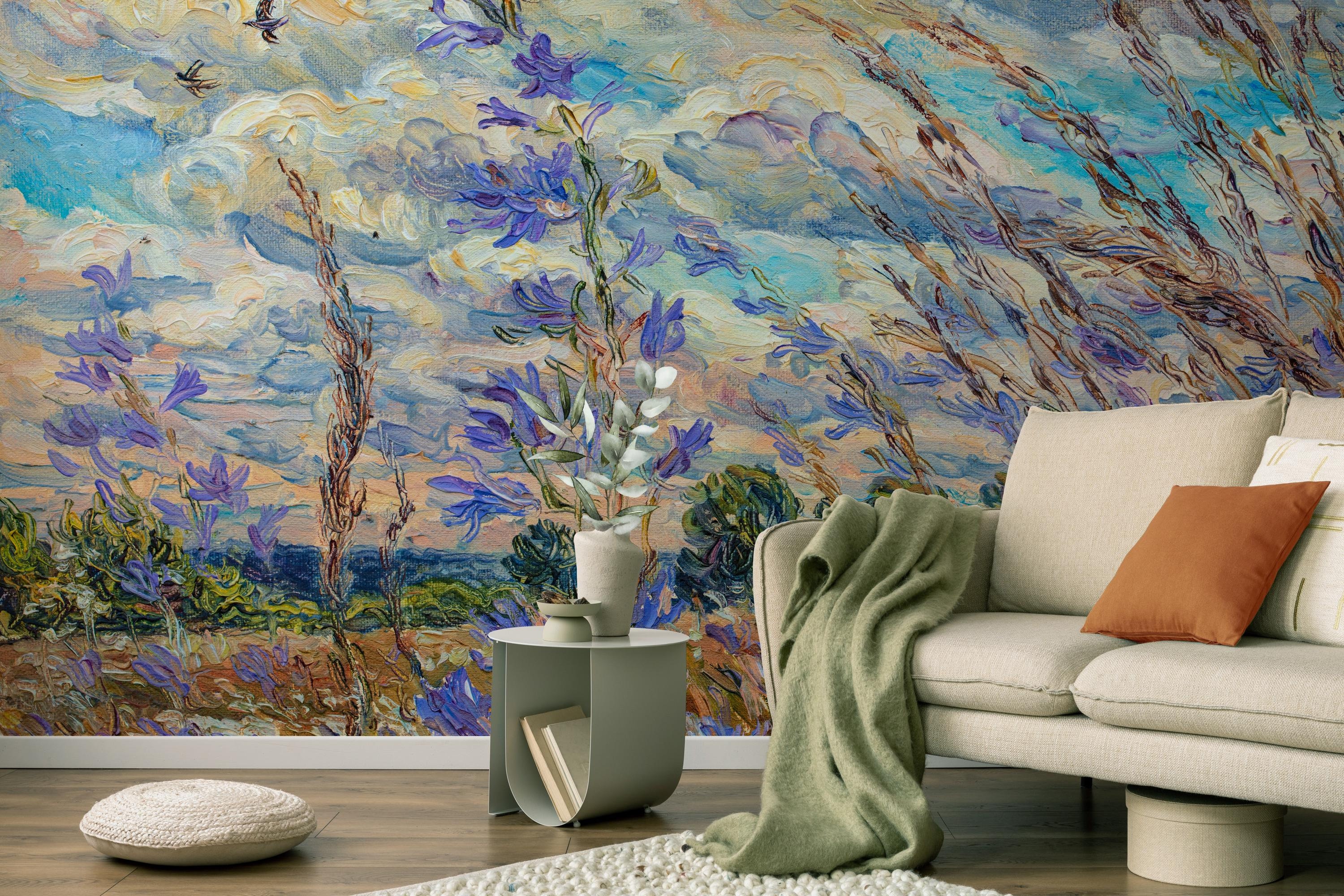 Oil Painting Floral Wallpaper, Watercolor Botanical | Home Renovation ...