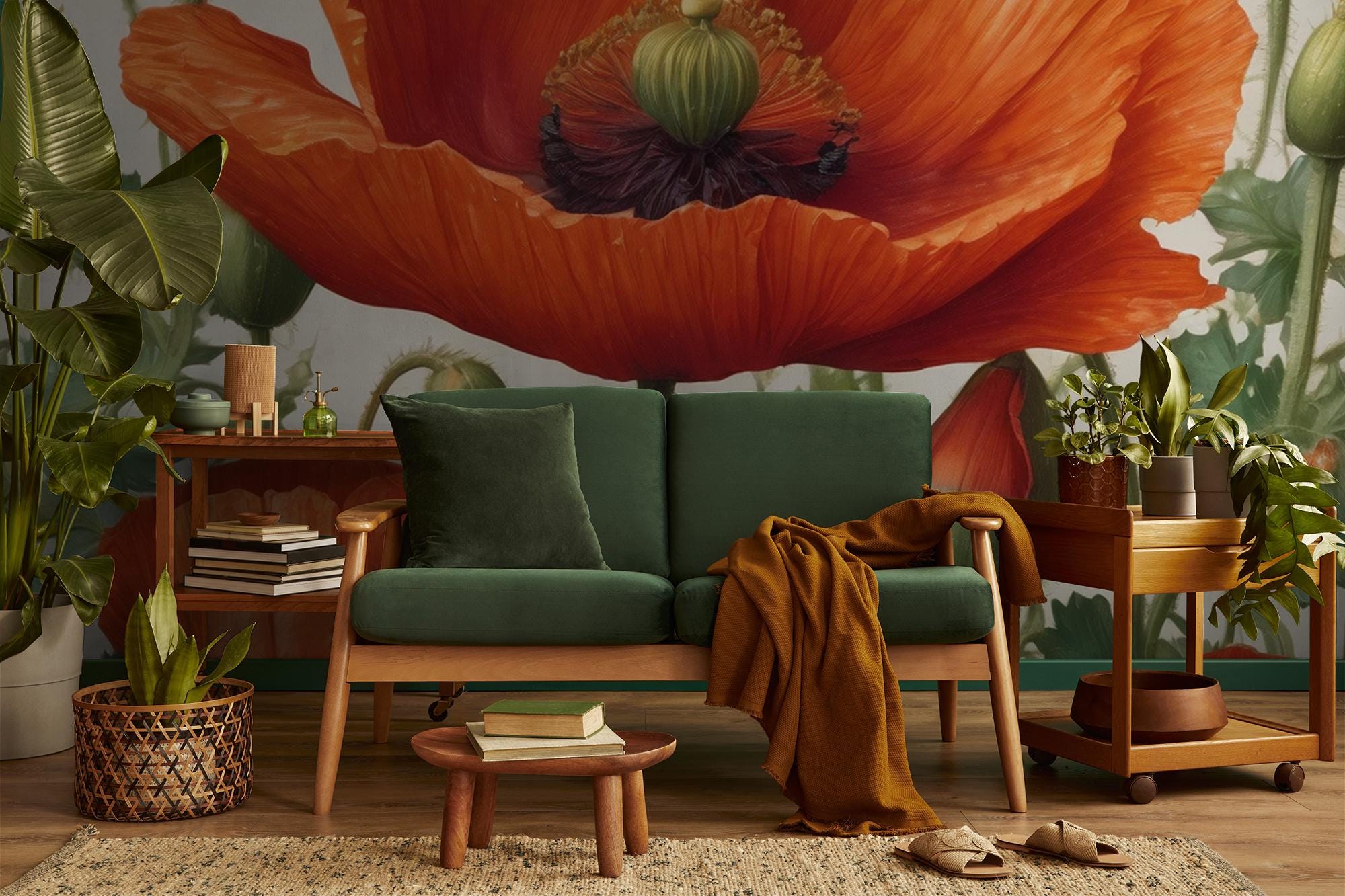 Red Poppy Flower Wallpaper, Plant Wall Mural | Home Renovation | Wall ...