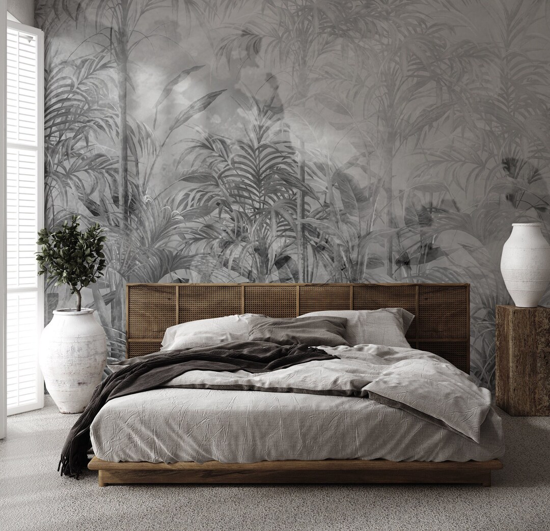 Black & White Tropical Watercolor Wallpaper | Wall Decor | Home ...