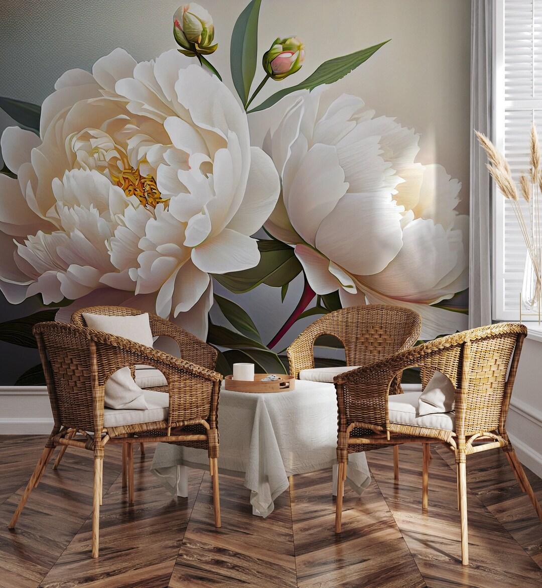 Peony Flower Wallpaper, Wall Mural | Wall Decor | Home Renovation ...