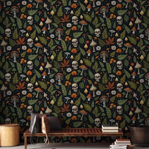 Halloween Wallpaper, Forest Mushroom, Skull Wall Mural | Home ...