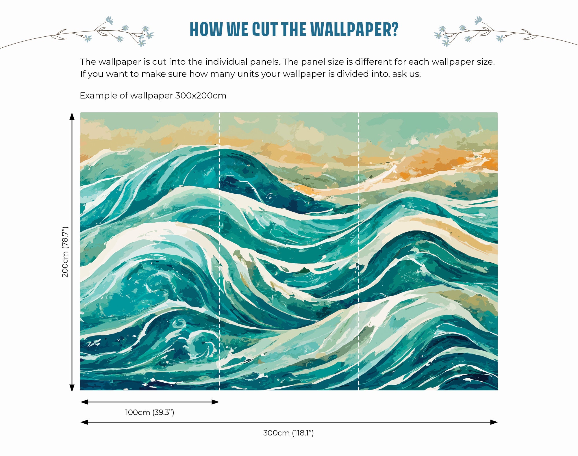 Ocean Sea Wave Wallpaper Wall Decor Home Renovation Wall Art Peel and ...