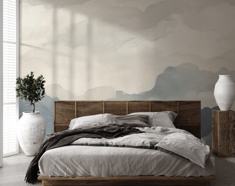 Abstrakter Pastellhimmel mit Wolkentapete | Wanddekoration | Hausrenovierung | Wandkunst | Vinyl-Tapete zum Abziehen und Aufkleben oder nicht selbstklebend