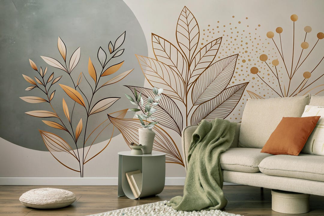 Beautiful view of Compact Urban Textured Wallpaper With Botanical Prints