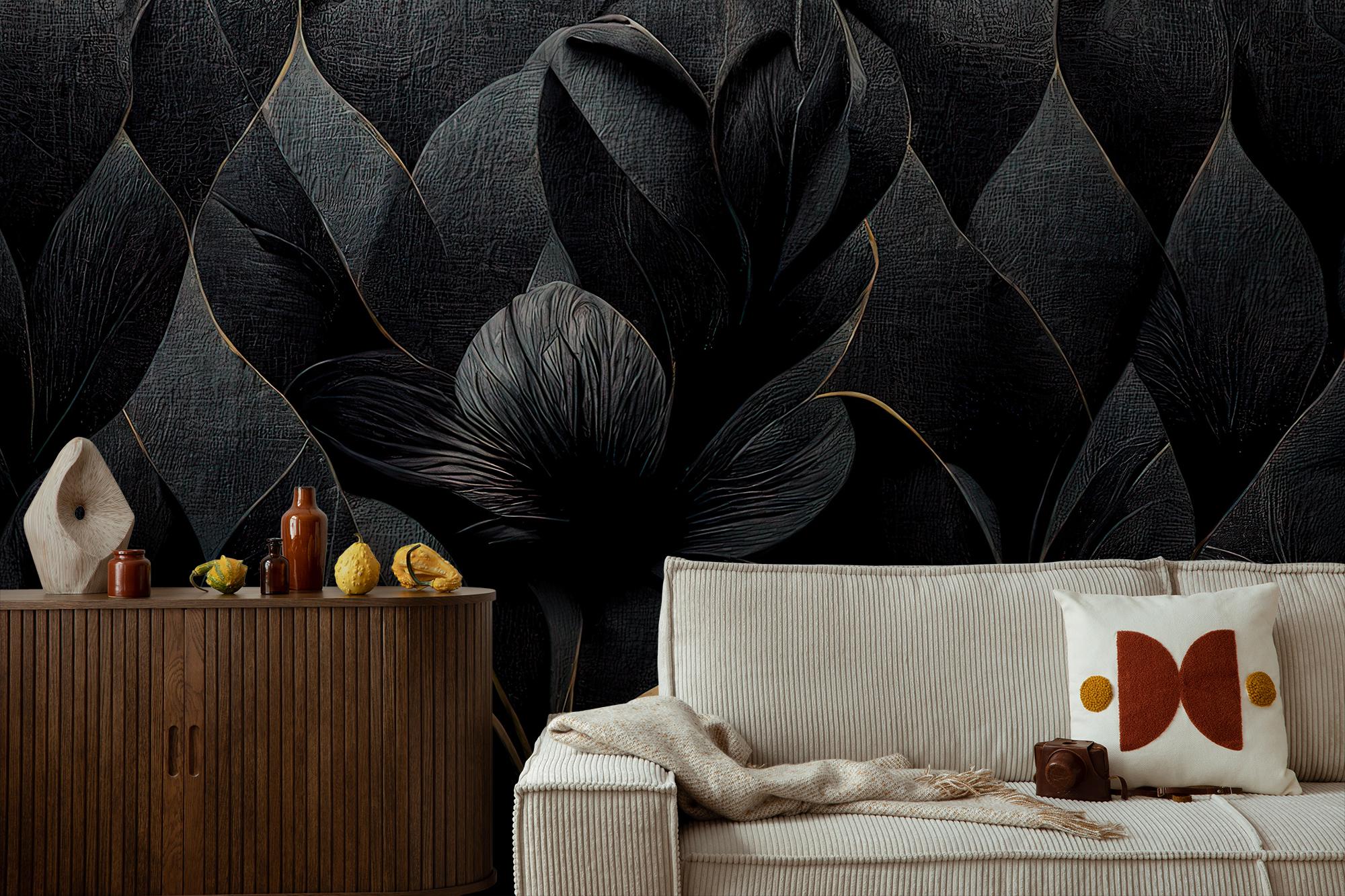 Dark Luxury Wallpaper, Floral and Leaf Home Decor | Home Renovation ...