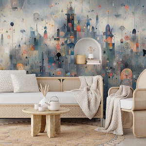 Modern abstract shapes wallpaper | Wall Decor | Home Renovation | Wall Art | Peel and Stick Or Non Self-Adhesive Vinyl Wallpaper
