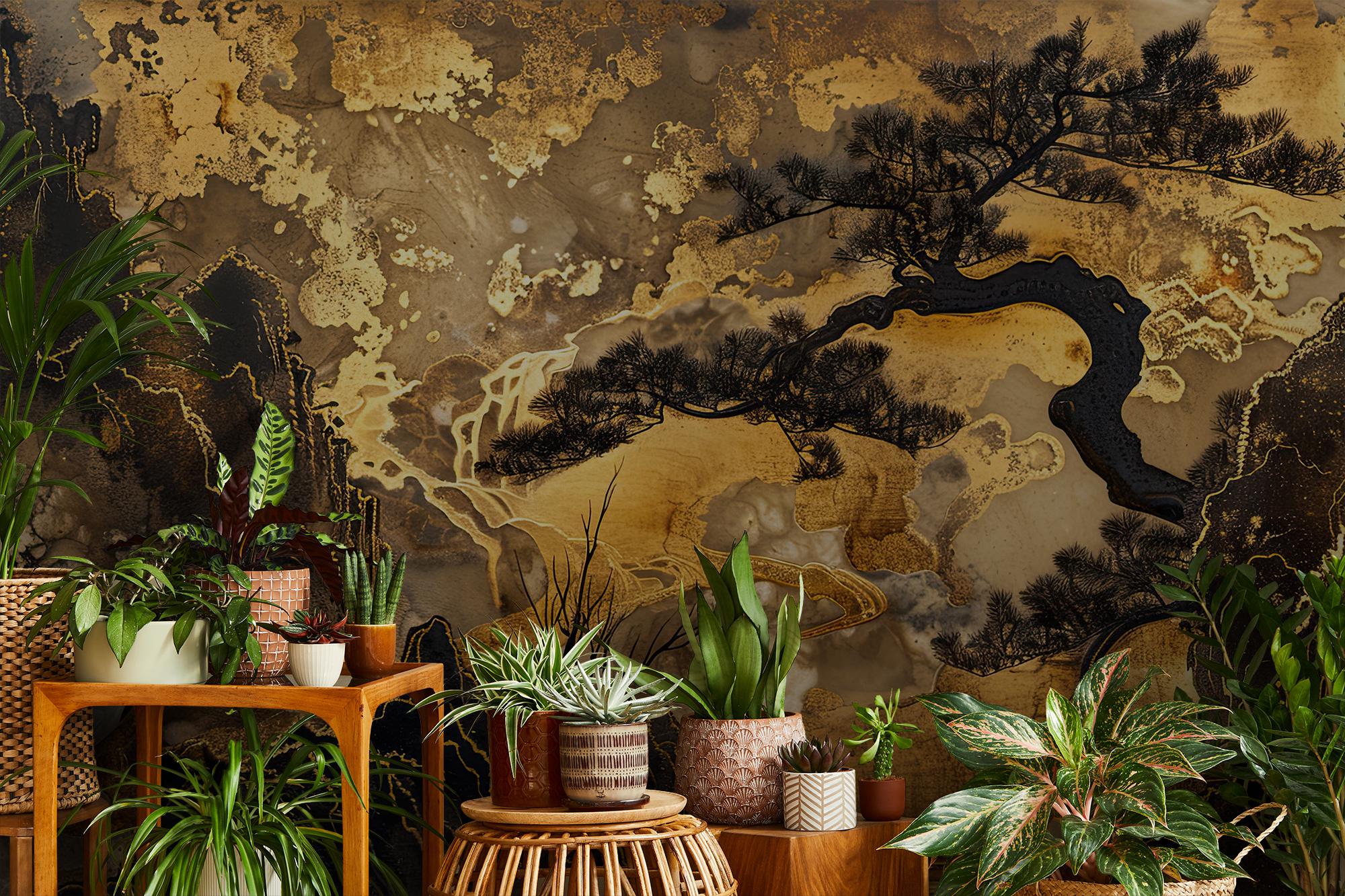 Japanese Style Wallpaper, Abstract Tree Wall Mural | Home