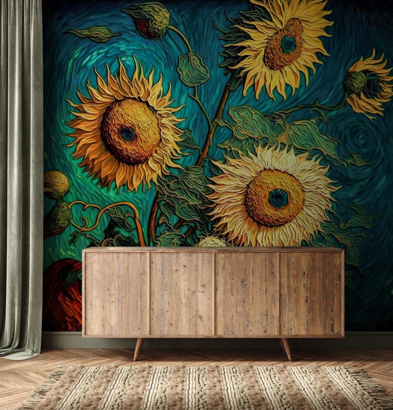 Abstract Colorful Sunflower Wallpaper | Home Decor | Home Renovation ...