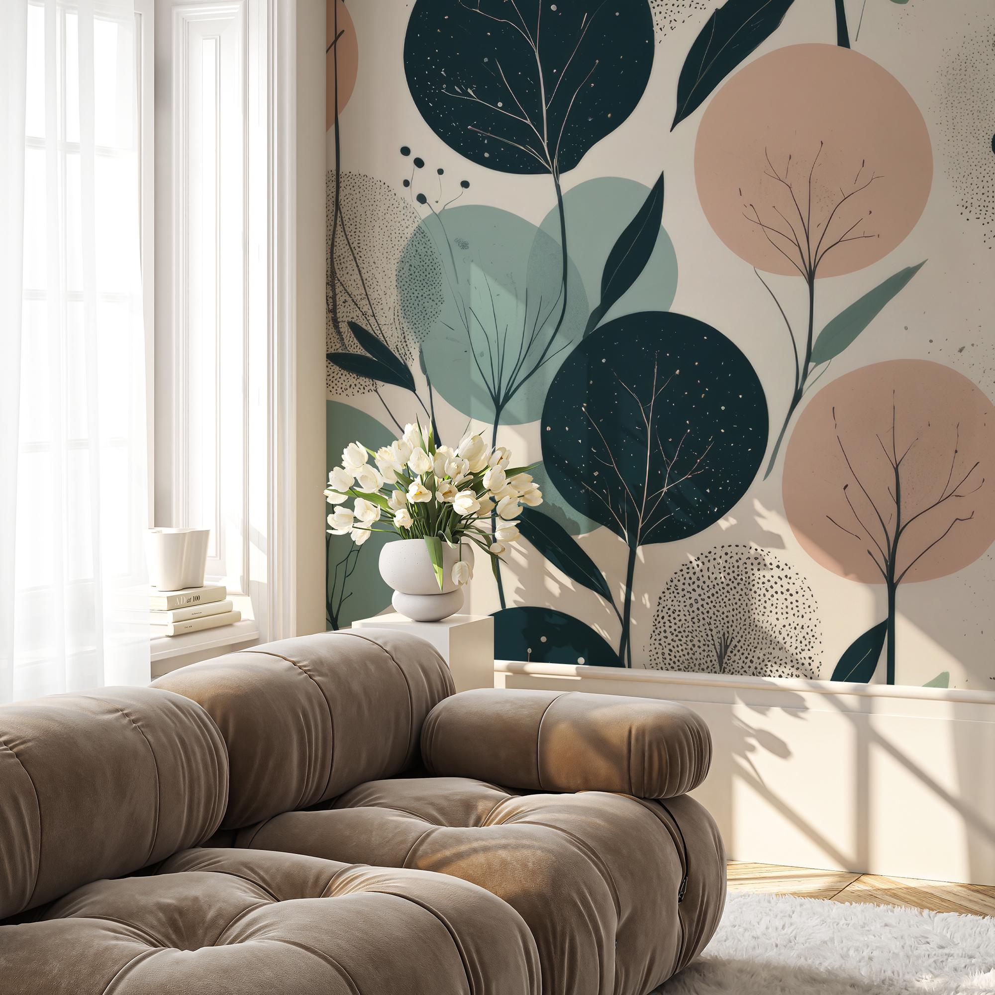 Tree and Leaf Wallpaper | Abstract Botanical Wall Mural | Home ...
