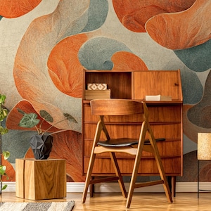 Carta da parati floreale astratta, decorazioni per la casa moderne e colorate | Ristrutturazione casa | Arte della parete | Carta da parati in vinile staccabile e incollabile o non autoadesiva