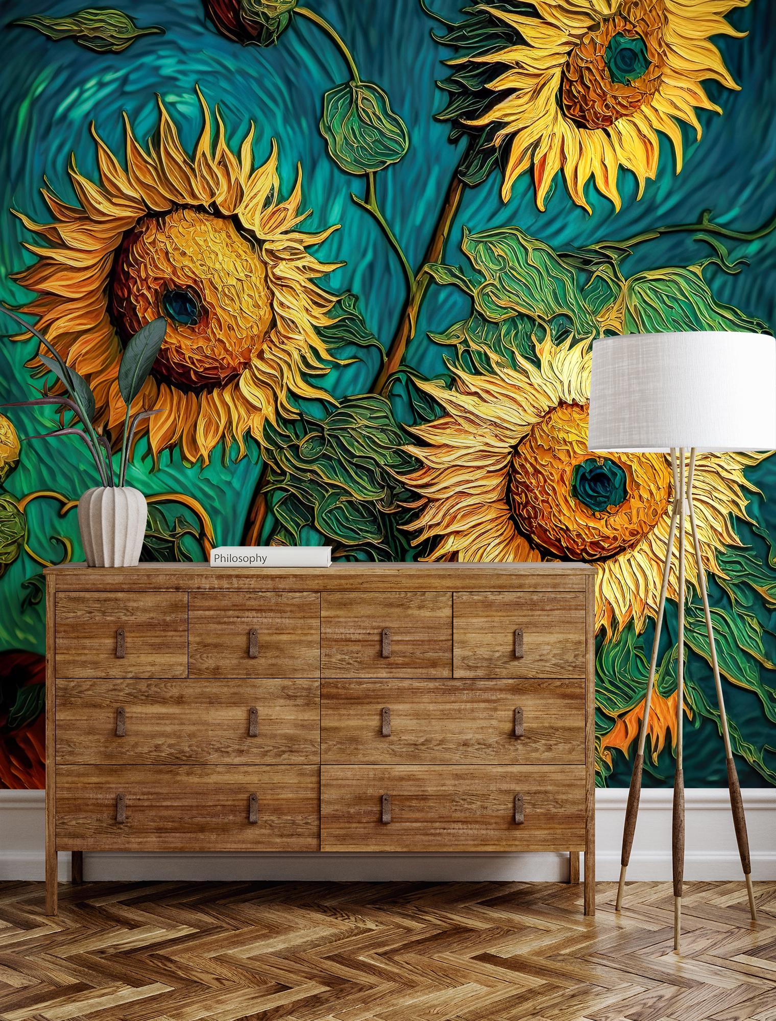 Abstract Colorful Sunflower Wallpaper | Home Decor | Home Renovation ...
