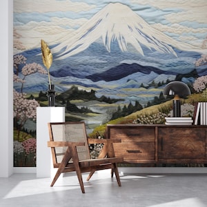 Landscape wallpaper, Fuji mountain japan Wall Mural | Home Renovation | Wall Art | Peel and Stick Or Non Self-Adhesive Vinyl Wallpaper