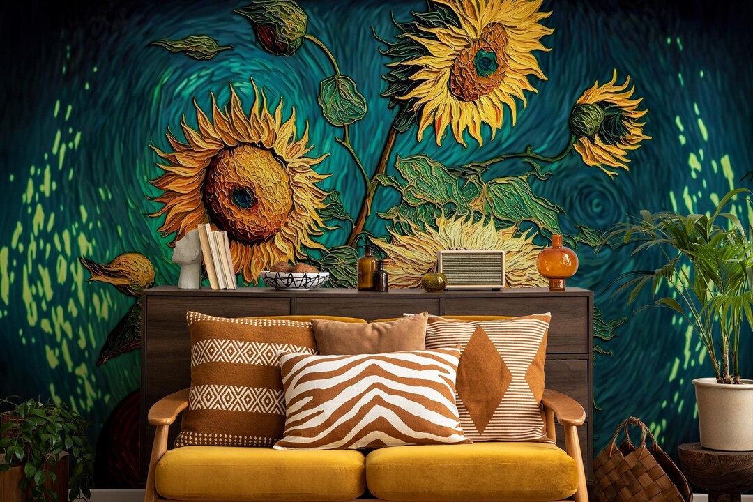 Abstract Colorful Sunflower Wallpaper | Home Decor | Home Renovation ...