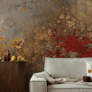 Japan style wallpaper, floral art | Wall Decor | Home Renovation | Wall Art | Peel and Stick Or Non Self-Adhesive Vinyl Wallpaper