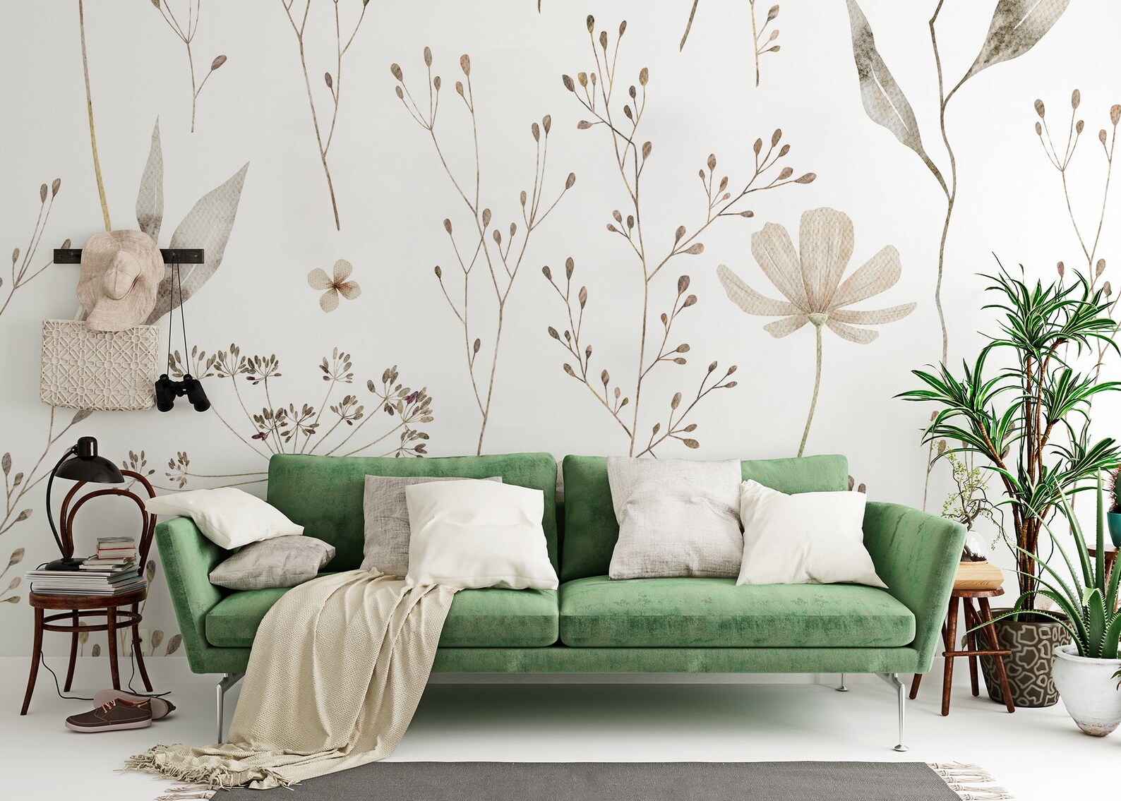 Meadow Flowers White Botanical Wallpaper | Wall Decor | Home Renovation ...