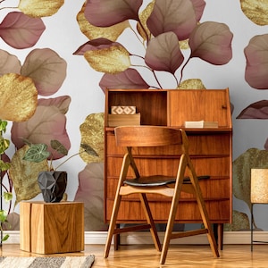 Autumn wallpaper, leaves Home Decor | Home Renovation | Wall Art | Peel and Stick Or Non Self-Adhesive Vinyl Wallpaper