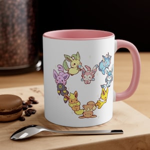 Eevee Heart Eeveelutions Colour Accent Coffee Mug - 6 different colours