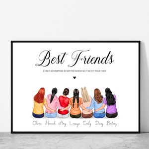 Friendship print, Best friend gift, Group of friends print, Best friends print, Personalized Gift, Friends Picture, Personalised wall art