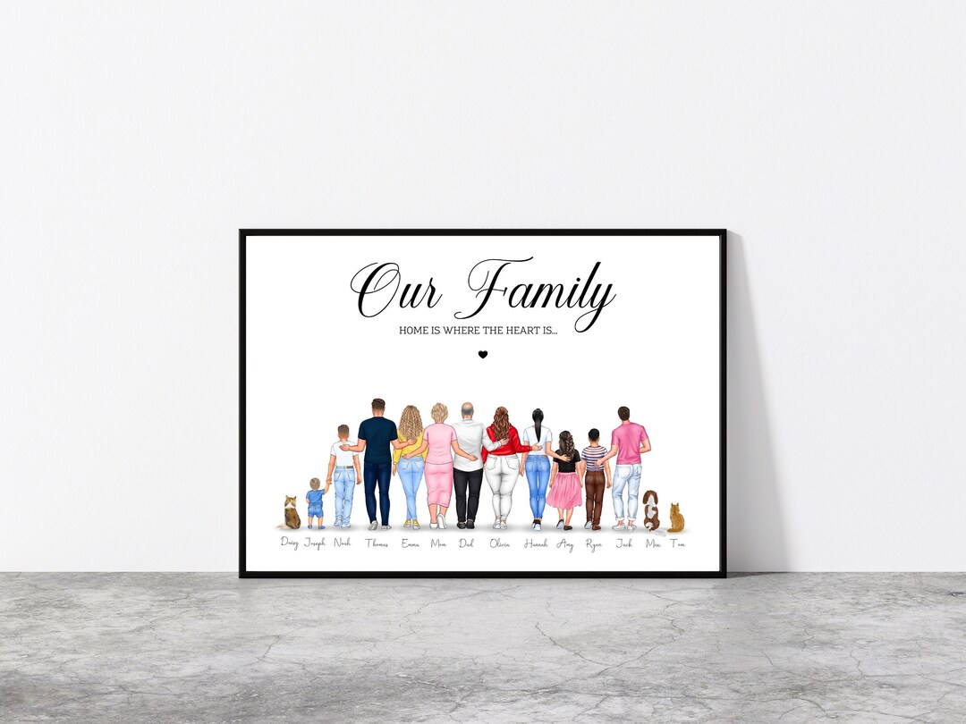 Personalised Family Print, Custom Our Family Gift, Family Dog Print ...