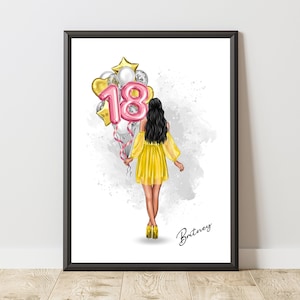Gepersonaliseerde verjaardagsafdruk - 18e, 20e, 30e - aandenken cadeaus voor haar, vrouwen, meisjes - dochter, kleindochter, zus, nichtje, vriend