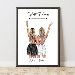 Personalized Best Friends print, Best Friend Birthday Gift, Best Friend Gift, Personalized Gifts, Best Friends Portrait, Sister Print