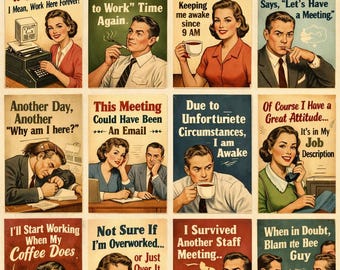 Vintage Office Memes Collage
