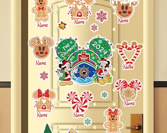 Personalized Mickey and Friends Disney Gingerbread Cruise Magnet, Disney Christmas Very Merrytime Cruise 2024 Magnet for Stateroom Door