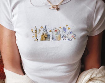 Retro Disney Princess Belle Fall Baby Tee, Beauty And The Beast Characters T-shirt, Belle Disney World Baby Tee, Disney Family Trip