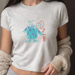 Retro Vintage Disney Monster Inc Baby Tee, Cute Sulley and Boo T-Shirt, Monsters University Shirts, Monster Inc Tee, Bow Toy Story Baby Tee