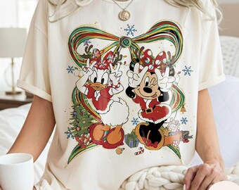 Camiseta navideña de Minnie y Daisy, camiseta navideña de Disneyland, sudadera navideña de Daisy Duck, camiseta Disney Bestie, Navidad vintage