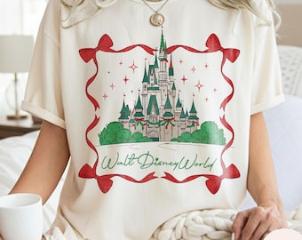 Retro Disneyworld Schloss Kokette Schleife Shirt, Disneyworld Shirt, Disney Girl Trip Shirt, Disney Damen Shirt, Disney rot Kokette Schleife Shirt