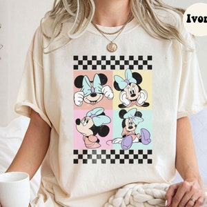Minnie Mouse Checkered Comfort Colors Shirt, Minnie Checkered Shirt, Kids Disney Shirt, 90s Minnie Mouse Tee, Disneyland Vacation Shirt
