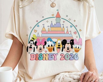 Disney 2026 Comfort Color Shirt, Disneyland Castle 2026 Shirt, Disney 2026 Trip T Shirt, Disney Family Matching Tee, Retro Mickey and Friend