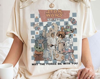 Camiseta Disney Star Wars May The Force Be With You Est 1977 Comfort Colors, Camiseta de personajes de Star Wars de Galaxy's Edge, Viaje familiar a Disney en WDW