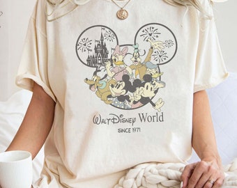 Camiseta vintage de Mickey y sus amigos de Disneyworld (1971), colores cómodos, Magic Kingdom, Disney para niños, Disney World