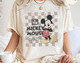 Camisa de Mickey a cuadros con colores cómodos, camisa vintage de Mickey Mouse, camisa retro de Mickey, camisa a cuadros de Mickey, camisa de Mickey de Disneyland