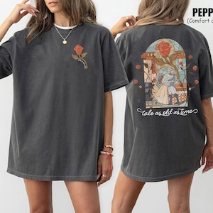 Camisa de colores cómodos de cuento vintage tan antiguo como el tiempo, camisa de la Bella y la Bestia, camisa de princesas de Disney, camisa de Bella,