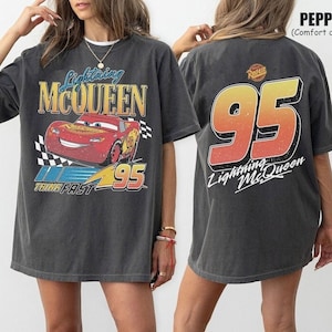 Vintage Lightning McQueen Comfort Colors-skjorta, Disney Cars-skjorta, Pixar Cars-skjorta, Disney Cars Land-tröja, Lightning McQueen-skjorta