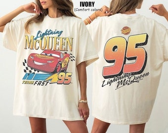 Vintage Lightning Mcqueen Comfort Colors Shirt, Kids Disney Shirt, Disney Cars shirt, Cars Family Vacation Shirt, Cars land shirt