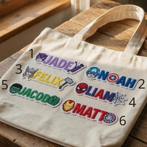 Personalized Disney Superhero Embroidered Patch, Custom Name Patches, Avengers Iron On Patch, Marvel Kids Backpack Patch