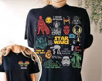 Doppelseitiges Disney Star Wars Comfort Colors Shirt, Galaxy's Edge Shirt, Star Wars Charaktere Shirt, Disney Trip 2024 Shirt, Retro Disney Shirt