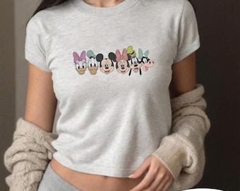 Disney friends Baby tee, mickey&#39;s friends est 1928, disney characters, Mickey Mouse, Minnie Mouse, Donal Duck, Daisy Duck , Women Baby Tee