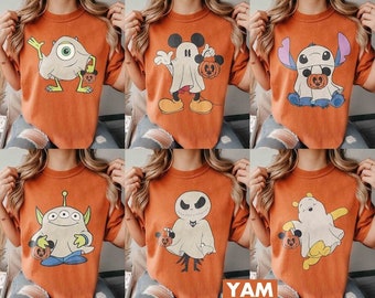 Chemise Halloween rétro fantôme Disney, chemise Halloween fantôme Mickey et ses amis, chemises Halloween famille assorties, chemises voyage Halloween Disney