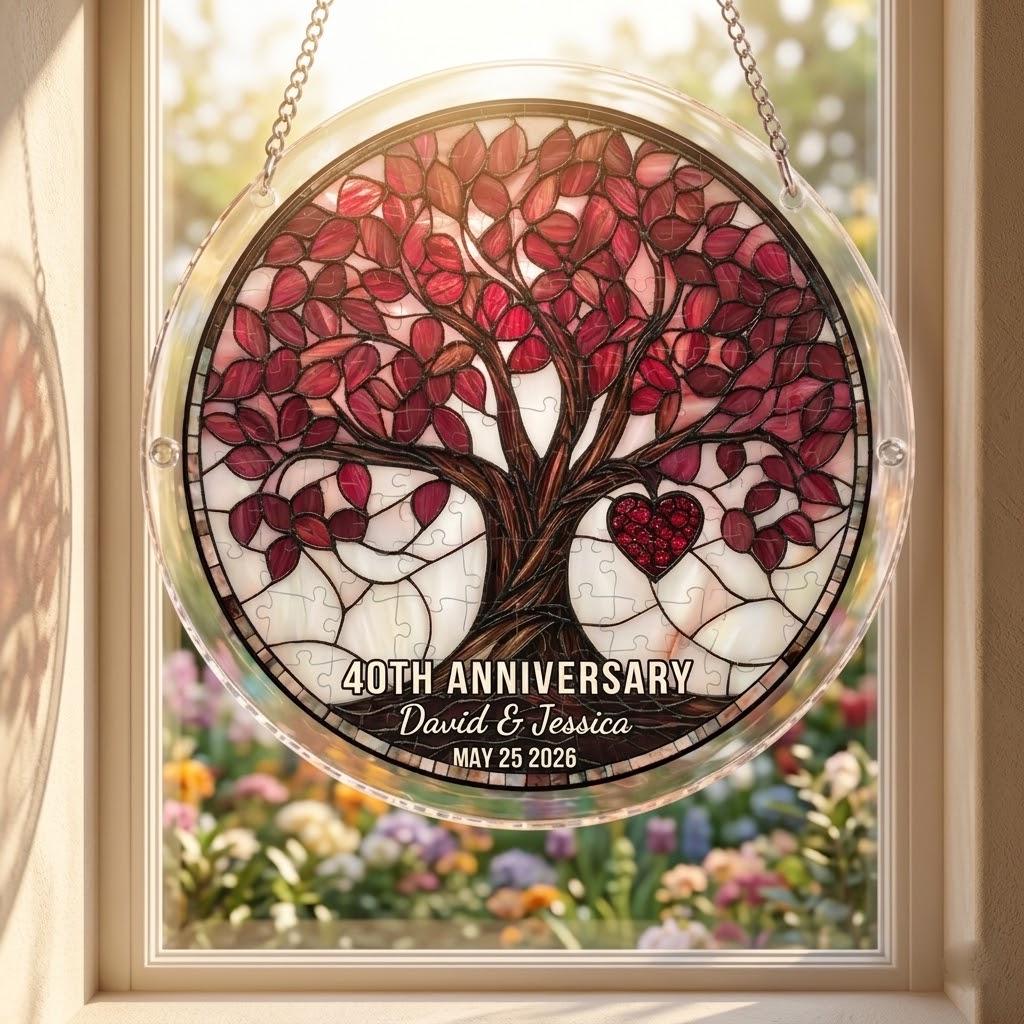 Personalized 40th Anniversary Acrylic Puzzle Suncatcher: Ruby Wedding ...